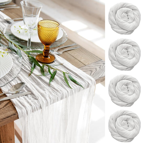 White Gauze Table Runner Cotton Wedding Decorations Rustic Cheesecloth Table Runner Cheese cloth Fabric Bulk for white party décor, bohemian table...