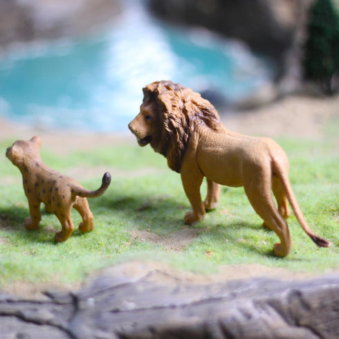 Gemini&Genius 2Pcs Lion Toys for Kids, Safari Lion Animal Toy Figures, Wildlife Family Lions Action Figures, Great for Educational Toys, Party Fav...