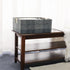 Fabric Storage Bin Box Collapsible Cotton Linen Storage Cube with Wooden Handles Rectangular Decorative Home Organizer Clothes Blanket Basket– Dar...
