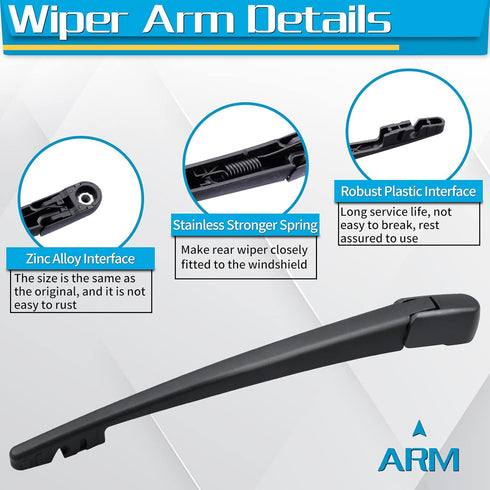 Rear Wiper Arm Blade, Replacement for Honda Odyssey 2011-2017 - ZOFFI Back Windscreen Wiper Assembly Replacement - All Season Natural Rubber Clean...