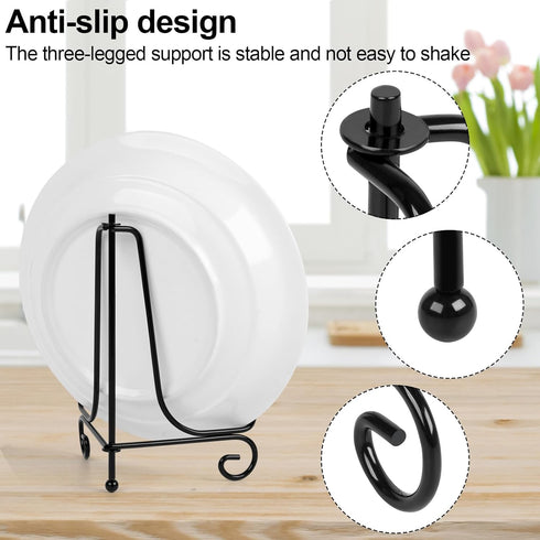 6 Pack Plate Stands For Display, Plate Holder 5 Inch, Picture Frame Stand of Metal, Frame Holder Stand and Artworks, Small Easel Stand for Book, T...