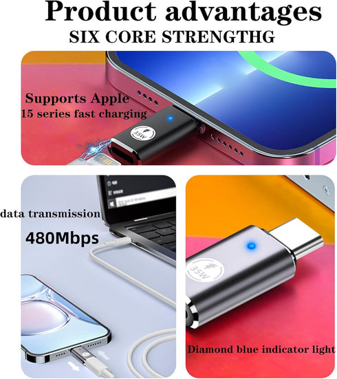2Pack,Lightning Female to USB C Male Adapter for iPhone 15 Series,Mini6 Galaxy Note S10 S20 S21 Samsung Charging Type C Charger Connector Cable(Si...