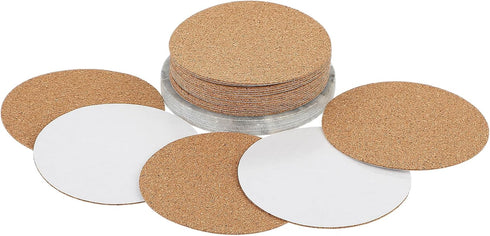 Self Sticky Cork Coasters 20Pcs Round Cork Sticker Peel Padding Ceramic Backing Sheets Pads Sticky Cork Craft Supplies Fit Wall, Mat, Tiles, Ceram...