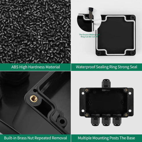 ABS IP67 Waterproof Dustproof Electrical Junction Box, with 15A 600V Barrier Terminal Cable Connector, 1 in/3 Out Power Junction Box?3.93 * 2.67 *...