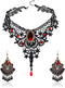 Choker Necklace Earrings Set for Halloween Punk Steampunk Costume Party Women Gothic Black Lace Necklace Vintage Lolita Victorian Halloween Choker...