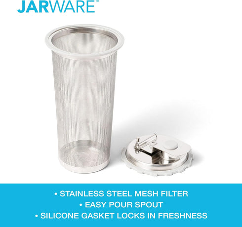 Jarware Cold Brew Coffee Maker and Tea Infuser Lid For Wide Mouth Mason Jars,Black...