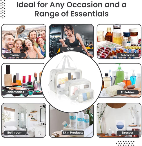 Toiletry Bag for Women and Men (3PC- Travel Size ToiIetries)– Waterproof Toiletry Bag, Travel Toiletry Bag, Clear Toiletry Bag, Clear Makeup Bag, ...