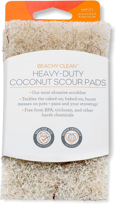 Full Circle Beachy Clean, Heavy Duty Scour Pads Made with Coconut Shells, Plant-Based & Recycled Materials, Pack of 3...