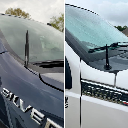 Car Truck Antenna with Tire Valve Caps American Flag Universal Short Replacement for GMC Sierra Chevy Silverado Dodge Ram 1500 2500 3500 Ford F150...