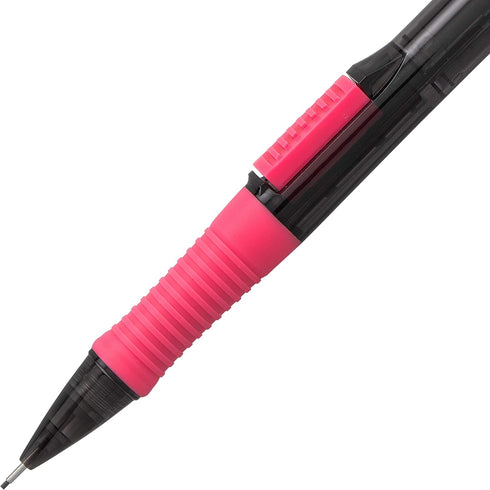 Pentel Quick Click Pop Mechanical Pencil, (0.7mm) Medium 2B Lead, Black Barrel W/Pink Trim Box of 12 (PD217AP)...