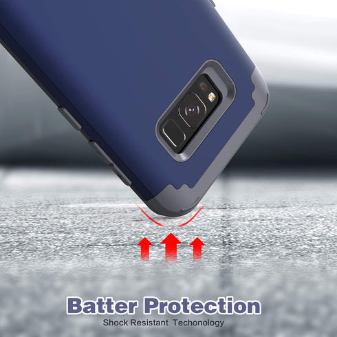 IDweel for Galaxy S8 Case, for Galaxy S8 Case Blue for Men Guys, 3 in 1 Shockproof Slim Hybrid Heavy Duty Protection Hard PC Cover Soft Silicone R...