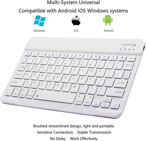 Ultra-Slim Bluetooth Keyboard Portable Mini Wireless Keyboard Rechargeable for Apple iPad iPhone Samsung Tablet Phone Smartphone iOS Android Windo...