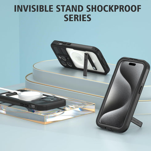 Designed for iPhone 15 Pro Max Case Waterproof with Stand, Shockproof Phone Case with Built in Screen Protector for iPhone 15 Pro Max Black...