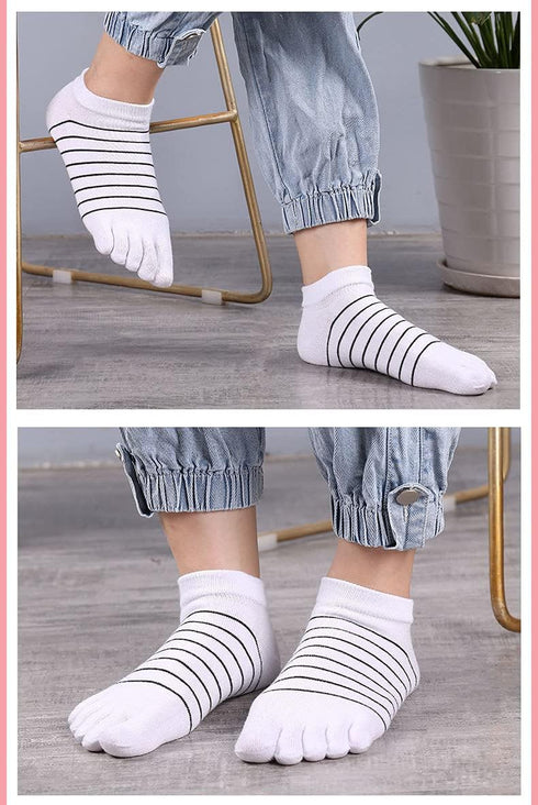 Toe Socks, 5 Pairs Women's Toe Socks for Running Cotton Five Finger Socks Athletic Walking...