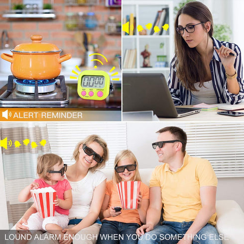 Kitchen Timer Digital for Teachers Kids Cooking with Magnetic + ON/Off Switch + Count Up Countdown, Stopwatch Timer Stand/Hook, Cooking Timer with...