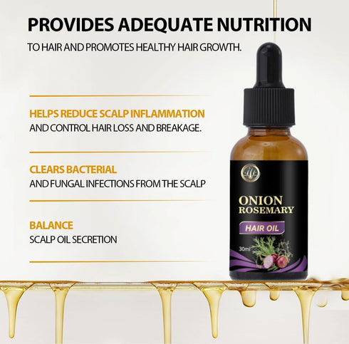 Onion Oil for Hair Growth Organic,Rosemary Hair Growth Oil Enriched with Rosemary, Onion Oil,Black Seed Oil Control Hair Loss, Promotes Hair Growt...