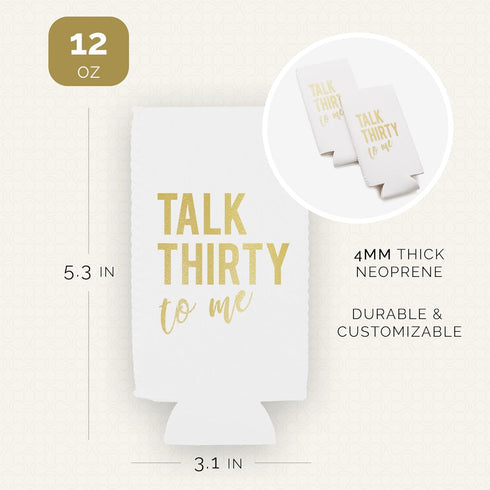 Talk Thirty to Me Can Coolers, Set of 12-30th Birthday Decorations and Party Favors for Her or Him, Dirty 30 Gifts for Women...