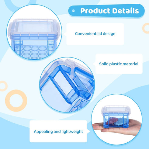 9 PCS Storage Box Containers with Lids, Small Plastic Clear Mini Bins, 3.4 x 2.6 x 2.0 Inches Reusable Stackable Craft Box Cases, Small Items Acce...