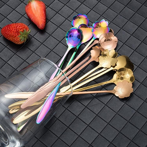 Long Handle Ice Tea Spoons, Gold Plated Latte Spoon, Stainless Steel Ice Cream Spoon, Iced Tea Spoon, Cocktail Stirring,Tea, Coffee, Milkshake Des...