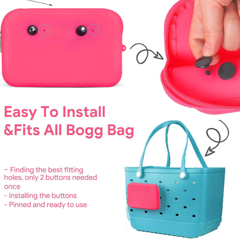 Silicone Bogg Bag Accessories Phone Holder with Zipper,Accessories Set for Bogg Bag Contain 2PCS Charms, Waterproof Cell Phone Holder Compatible w...