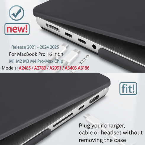 May Chen Compatible with M4 MacBook Pro 16 inch A3403 Max A3186, M3 A2991 M2 A2780 M1 A2485 Pro Max 2024-2021 Release, Plastic Hard Shell Case wit...