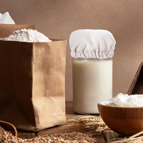 4 Pcs Sourdough Starter Jar Cloth Covers, Elastic Bread Baking Cloth Cover, Reusable Sourdough Proofing Bowl Cover Breathable Cloth lid/Cap Kombuc...