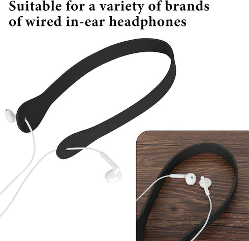 GEEKRIA Earphones Neck Strap, Soft Vegan Leather Anti-Lost Earbuds Holder Neck Band Compatible with Appl EarPods and Other Wired Headphone (Black)...