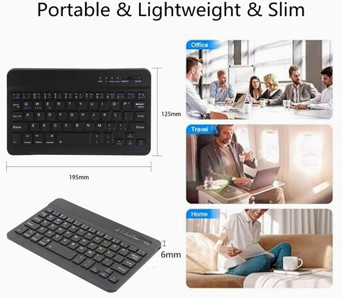 FLY WAY Portable Wireless Bluetooth 3.0 Keyboard,Ultra-Slim Mini Keypad 78 Keys Rechargeable Bluetooth Keyboard for iOS Android Windows Tablets an...