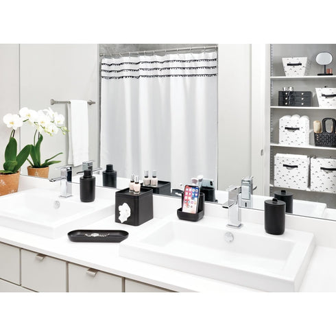 iDesign Facial Tissue Box Cover with Storage Tray, The Cade Collection – 6.1" x 5.15" x 5.4", Matte Black...