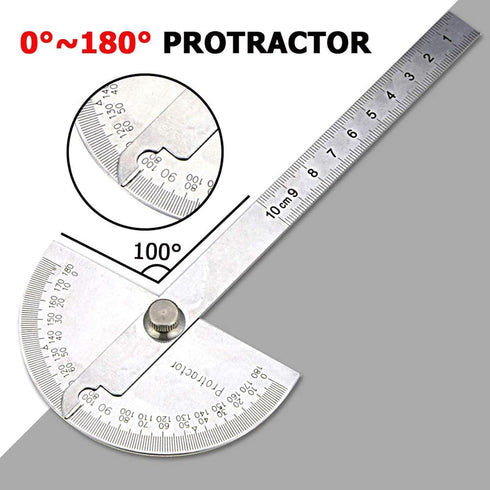 Nortools 0-180° Round Head Protractor - Angle Finder Craftsman Ruler Machinist Tool (Stainless Steel)...