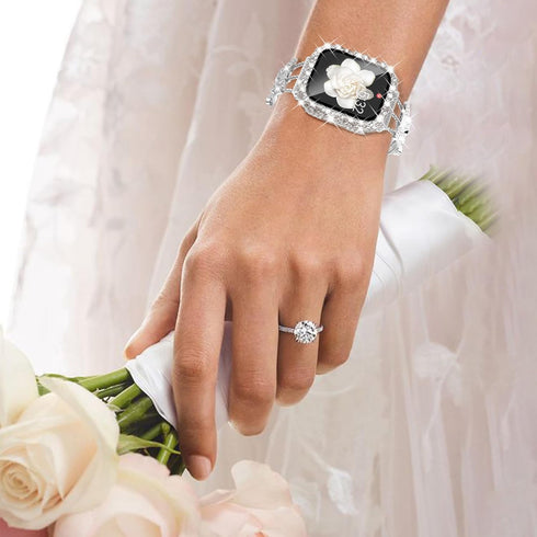 WINGLE 2 in 1 Waterproof Bling Case for Apple Watch 40mm Screen Protector SE (2nd/3rd Gen) Series 6 5 4, Lace Edge Diamond Face Cover Full Glitter...