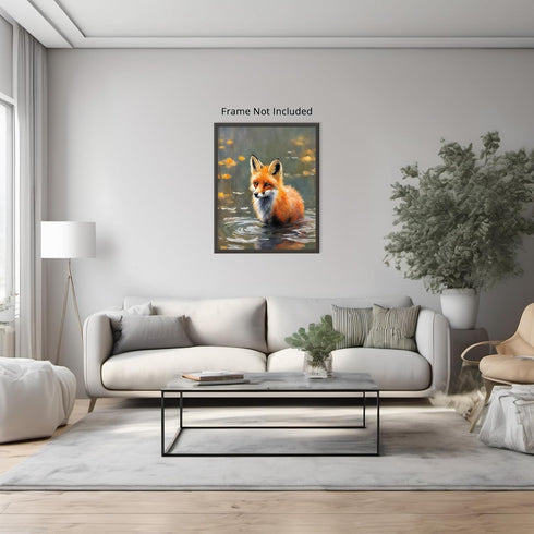 Posterizer 1 pcs- Beautiful Red fox in a shallow river-Art for Animal Lovers-Floral Botanical Art- Gift for Men Women Entrepreneur Teens-Decor for...
