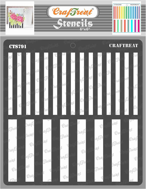 CrafTreat Geometric Stripe Stencils for Painting on Wood, Wall, Tile, Canvas, Paper, Fabric and Floor - Stripes - 6x6 Inches - Reusable DIY Art an...