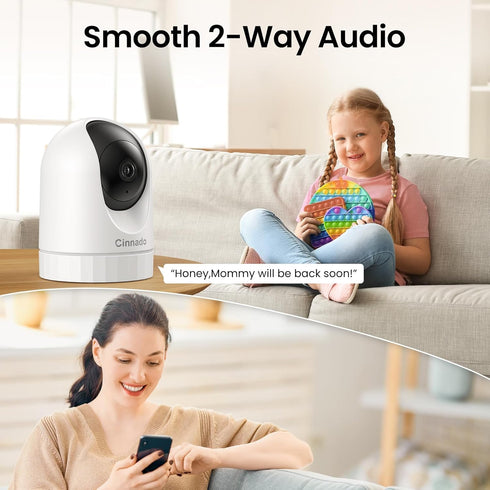 Security Camera Indoor-2K 360° WiFi Cameras for Home Security?Pet/Dog/Baby Camera with Phone app, 2-Way Audio, Night Vision, 24/7 SD Card Storage,...