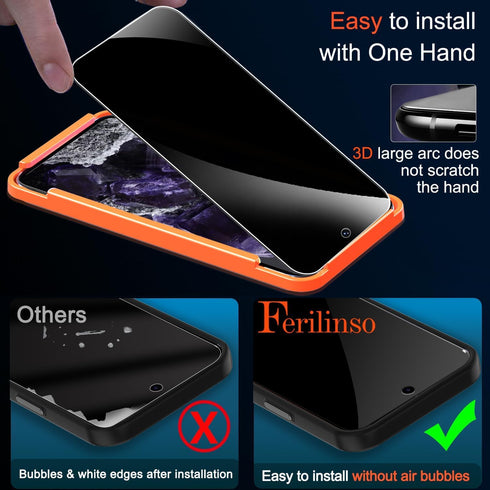 Ferilinso 4 Pack Privacy Screen Protector for Google Pixel 8 with 4 Pack Tempered Glass Camera Lens Protector Accessories Phone Case Friendly Prot...