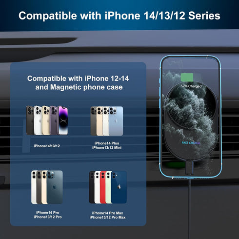 Wireless Car Charger Mount for iPhone Magnetic with Semiconductor Cooling Charger Magnet Mount for Fast Charging Magnetic Phone Car Mount Compatib...