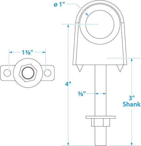 Seachoice Single Shank Bow Eye for Tow Lines or Boat Trailer Winch Hook, 3 in. Shank, 1 in. Eye Diameter...