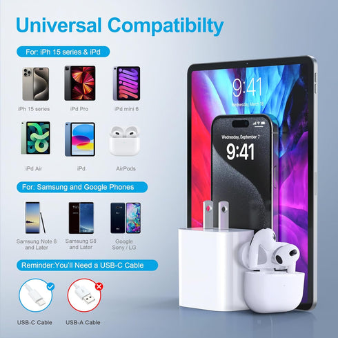 iPhone 15 Charger Fast Charging, 2-Pack 6FT Long USB C to C Fast Charging Cable Cord with C Chargers Fast Charging Blocks Compatible for IP 15/15 ...