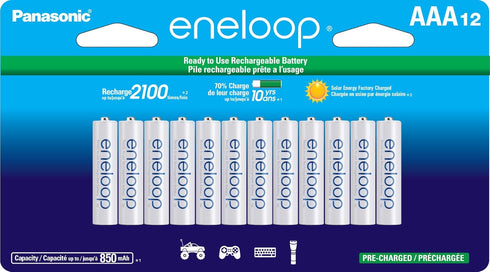 Eneloop Panasonic BK-4MCCA12FA AAA 2100 Cycle Ni-MH Pre-Charged Rechargeable Batteries, 12-Battery Pack...