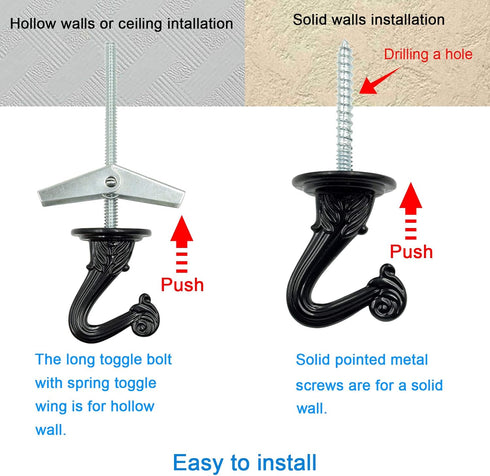 Hxchen 38mm/1.5" Ceiling Hooks - Heavy Duty Swag Hook with Steel Screws Bolts and Toggle Wings for Hanging Plants Ceiling Installation Cavity Wall...