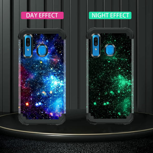 Miqala for Galaxy A20/A30/A50 Case,Shiny in The Dark Three Layer Heavy Duty Shockproof Hard Plastic Bumper +Soft Silicone Rubber Protective Case f...