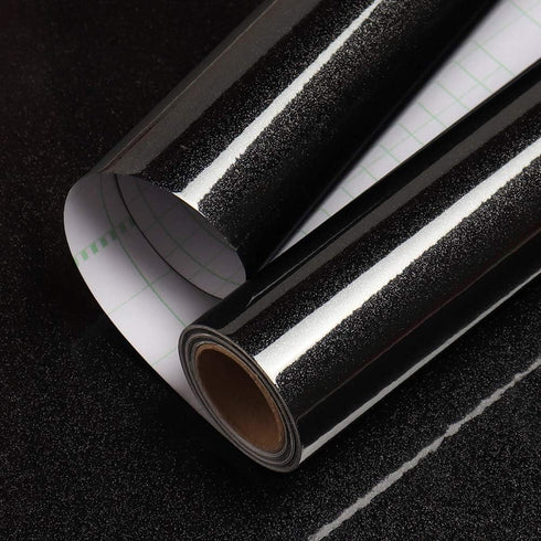 LACHEERY Glossy Black Contact Paper for Cabinets Shiny Peel and Stick Wallpaper Black Kitchen Cabinet Contact Paper Peel and Stick Black Removable...