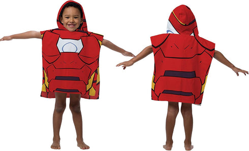 Jay Franco Marvel Super Hero Adventures Iron Man Kids Bath/Pool/Beach Hooded Poncho - Super Soft & Absorbent Cotton Towel, Measures 22 x 22 Inches...