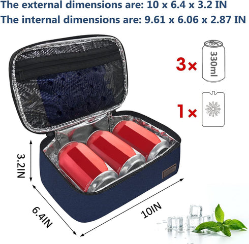 Gloppie Mini Lunchbox Small Lunch Bag for Men Women Insulated Lunch Box Thermal Lunch Boxes Adult Portable Cooler Bags Reusable Snack Bag, Blue...