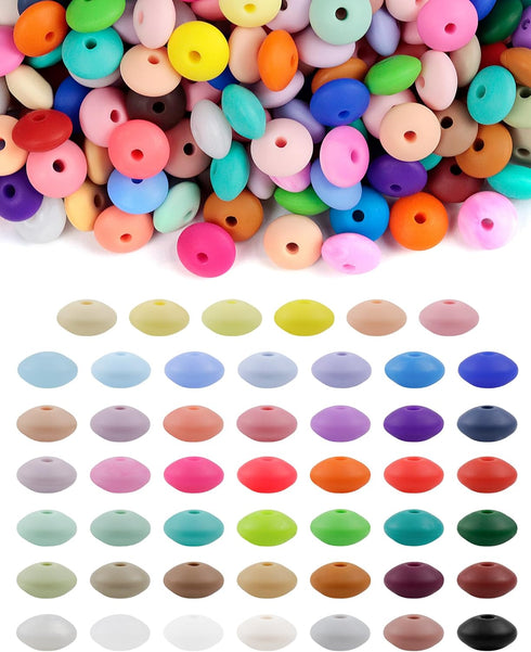 480PCS FIVEIZERO Silicone Beads,48 Colors 12mm Silicone Beads Bulk for Keychain Making,Silicone Beads Bulk for Bracelet Necklace DIY Crafting...