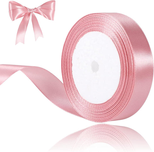 1 Inch Pink Ribbon Pink Satin Ribbon Gift Wrapping Ribbons for Wedding Party Decorations Pink Bows Making Flower Bouquet Wrapping...