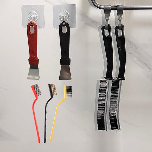 Hard Bristle Crevice Cleaning Brush, 7 Pcs Multifunctional Gap Cleaning Brush Tool Kits for Household, Full Sets Crevice Cleaning Brush for Kitche...