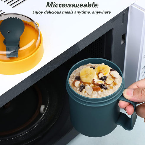 Microwavable Soup Cup With Lid: Soup Mug Soup Bowl Soup To- Go Container Cereal Cup With Cover And Scoop for Soups, Noodles, Hot Cereal And More...