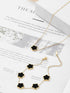 Four Leaf Clover Necklace and Bracelet Set for Women Lucky Flower 14K Gold Jewelry...