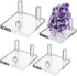 Hipiwe Clear Acrylic Display Stand - Three-Peg Display Easel Stands for Fossil Coral Geodes Rock Mineral Agate Small Collectibles, Set of 4...